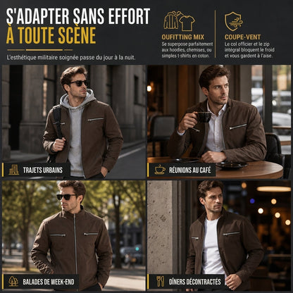 Veste de aviateur décontractée à col montant pour homme