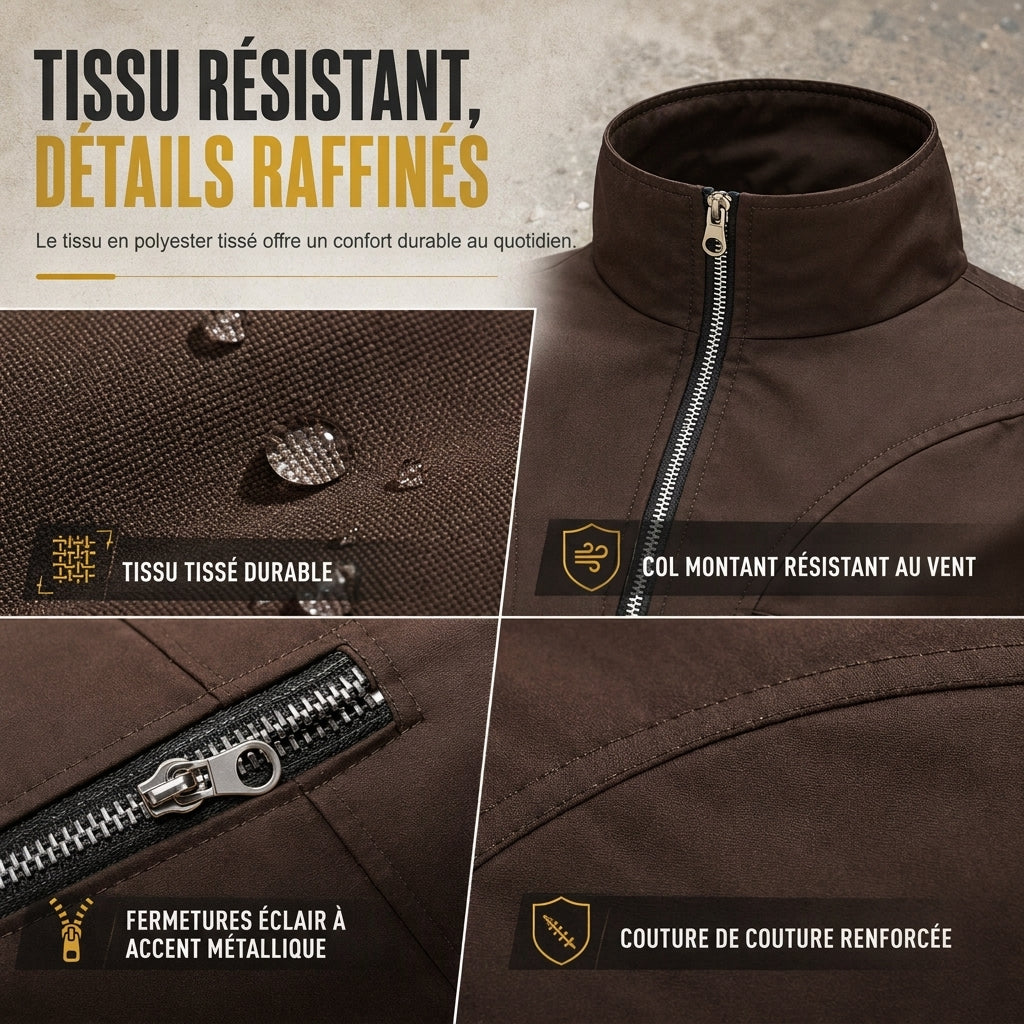 Veste de aviateur décontractée à col montant pour homme