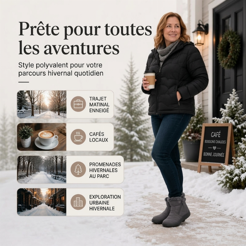 Bottes de neige d'hiver pour femme avec doublure moelleuse