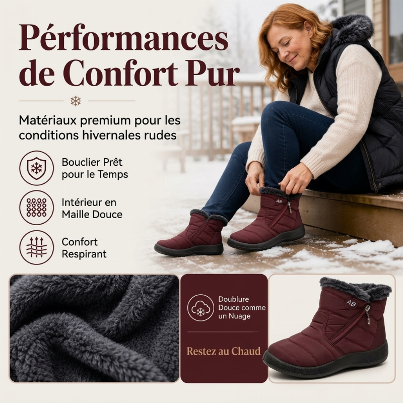 Bottes de neige d'hiver pour femme avec doublure moelleuse