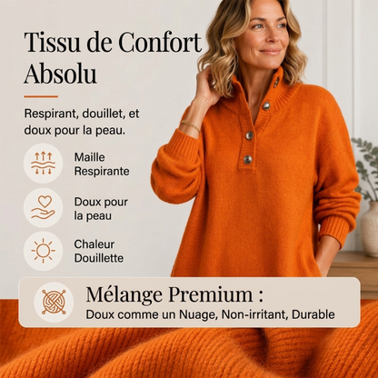 Robe pull en maille côtelée à col rabattant pour femme
