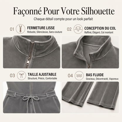 Combinaison en velours chic à col montant pour femme