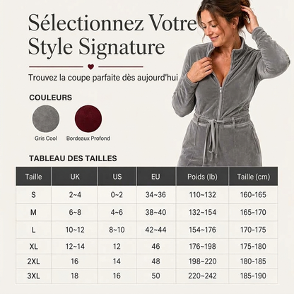 Combinaison en velours chic à col montant pour femme