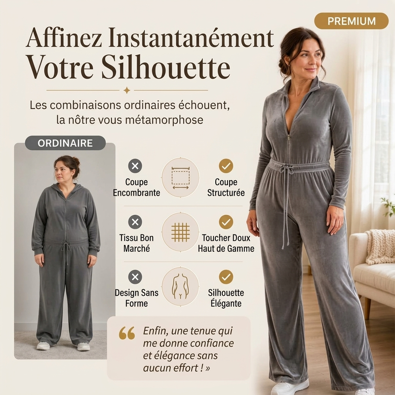 Combinaison en velours chic à col montant pour femme