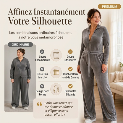 Combinaison en velours chic à col montant pour femme