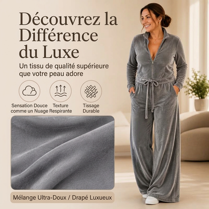 Combinaison en velours chic à col montant pour femme