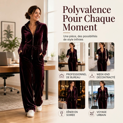 Combinaison en velours chic à col montant pour femme