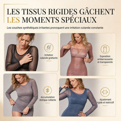Ensemble robe 2 pièces pour femme, composé d'une robe midi moulante à manches longues en maille filet avec imprimé à motif de chaînes et d'une robe slips intérieure