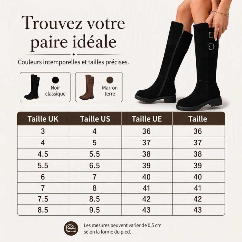 Bottes cavalières hautes aux genoux à bout rond pour femme