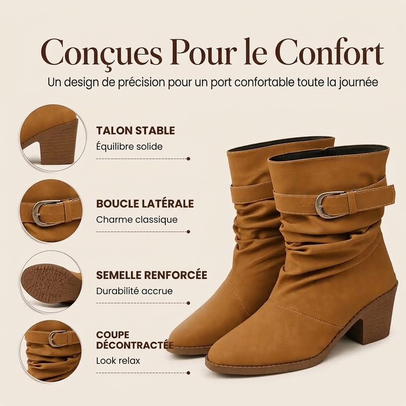Bottes Slouchy Mi-Mollet à Bout Pointu pour Femme