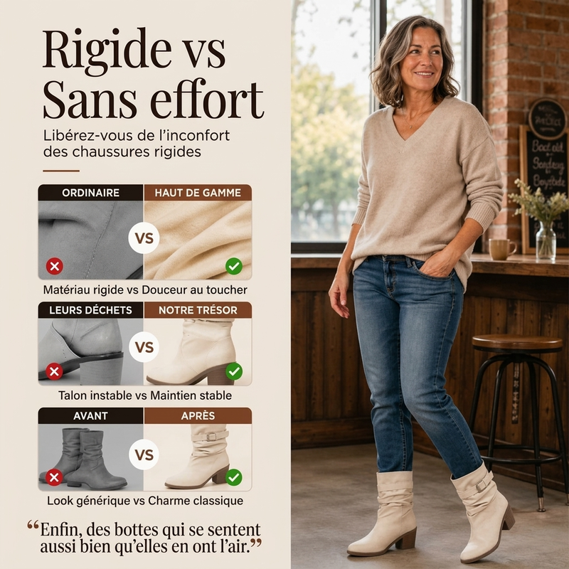 Bottes Slouchy Mi-Mollet à Bout Pointu pour Femme