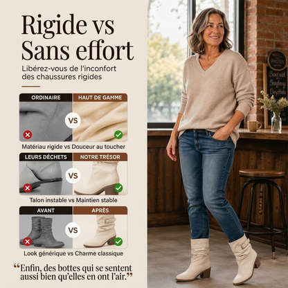 Bottes Slouchy Mi-Mollet à Bout Pointu pour Femme
