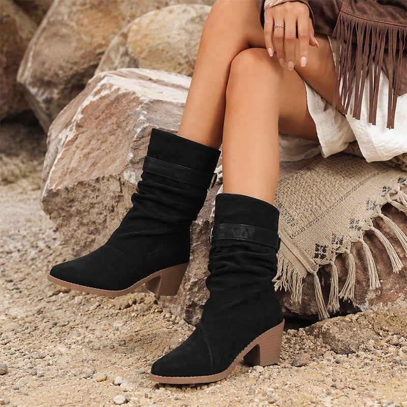 Bottes Slouchy Mi-Mollet à Bout Pointu pour Femme