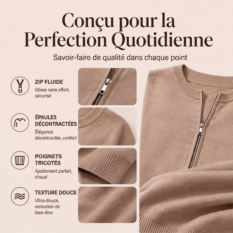 Veste en maille décontractée à fermeture éclair pour femme