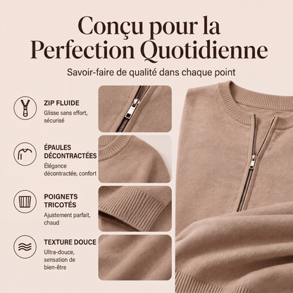 Veste en maille décontractée à fermeture éclair pour femme