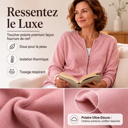 Veste en maille décontractée à fermeture éclair pour femme