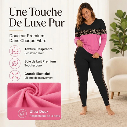 ⏳Liquidation totale!Ensemble 2 pièces décontracté pour femme à imprimé léopard