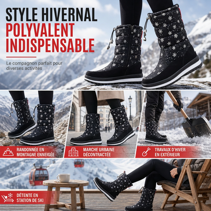 Bottes d'hiver hautes pour femme, bottines de neige imperméables et antidérapantes pour l'extérieur, à semelle épaisse et garnissage en peluche douce