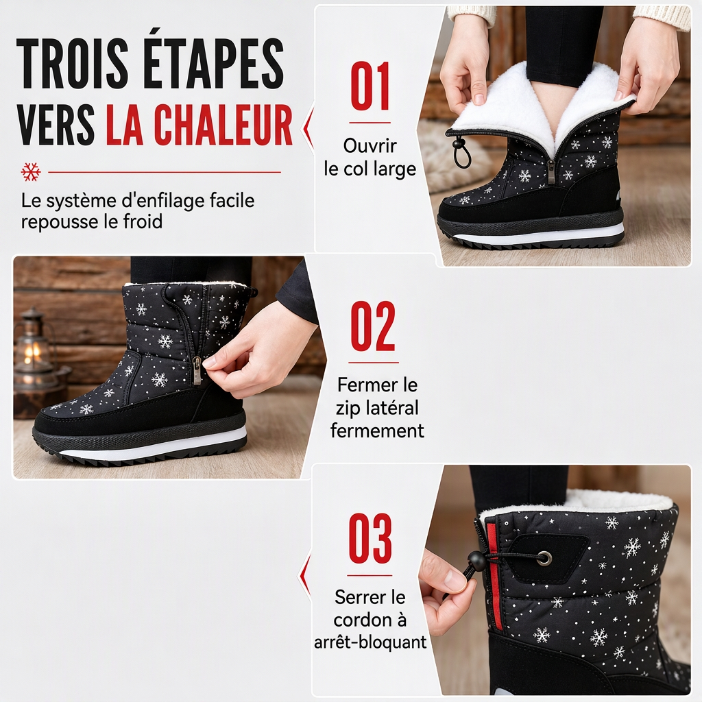 Bottes d'hiver hautes pour femme, bottines de neige imperméables et antidérapantes pour l'extérieur, à semelle épaisse et garnissage en peluche douce