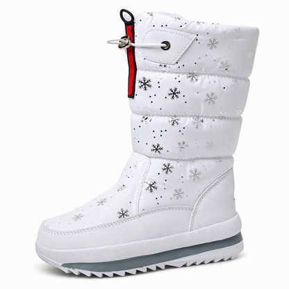 Bottes d'hiver hautes pour femme, bottines de neige imperméables et antidérapantes pour l'extérieur, à semelle épaisse et garnissage en peluche douce