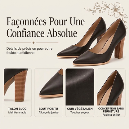 Escarpins femme à talons hairs épais et bout pointu élégants