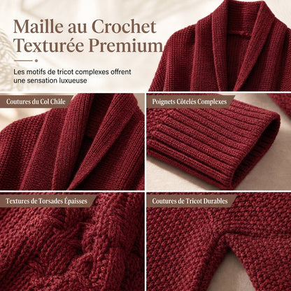 Cardigan en maille femme à manches chauve-souris oversized, avec col châle ouvert, pour l'automne et l'hiver