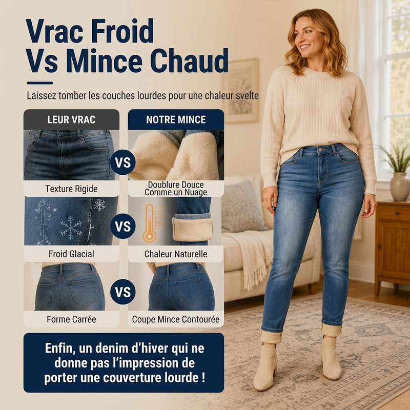 Jeans décontractés extensibles à taille haute pour femme