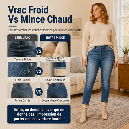 Jeans décontractés extensibles à taille haute pour femme