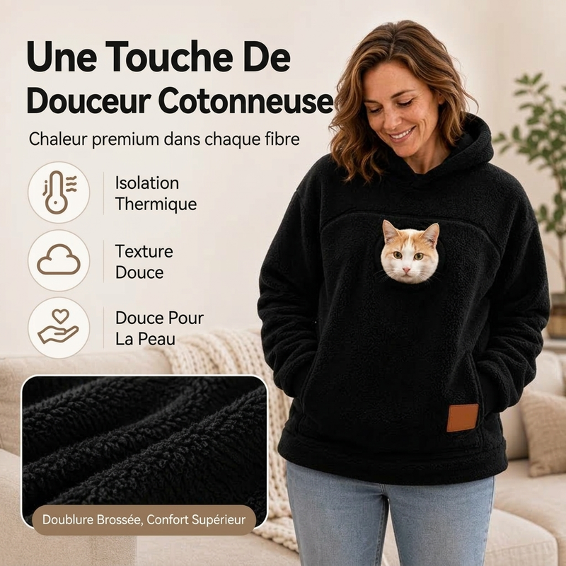 👜 -50 % sur toute la mode femme ! ✨Sweat-shirt à capuche en peluche unisexe pour transporteur d'animaux