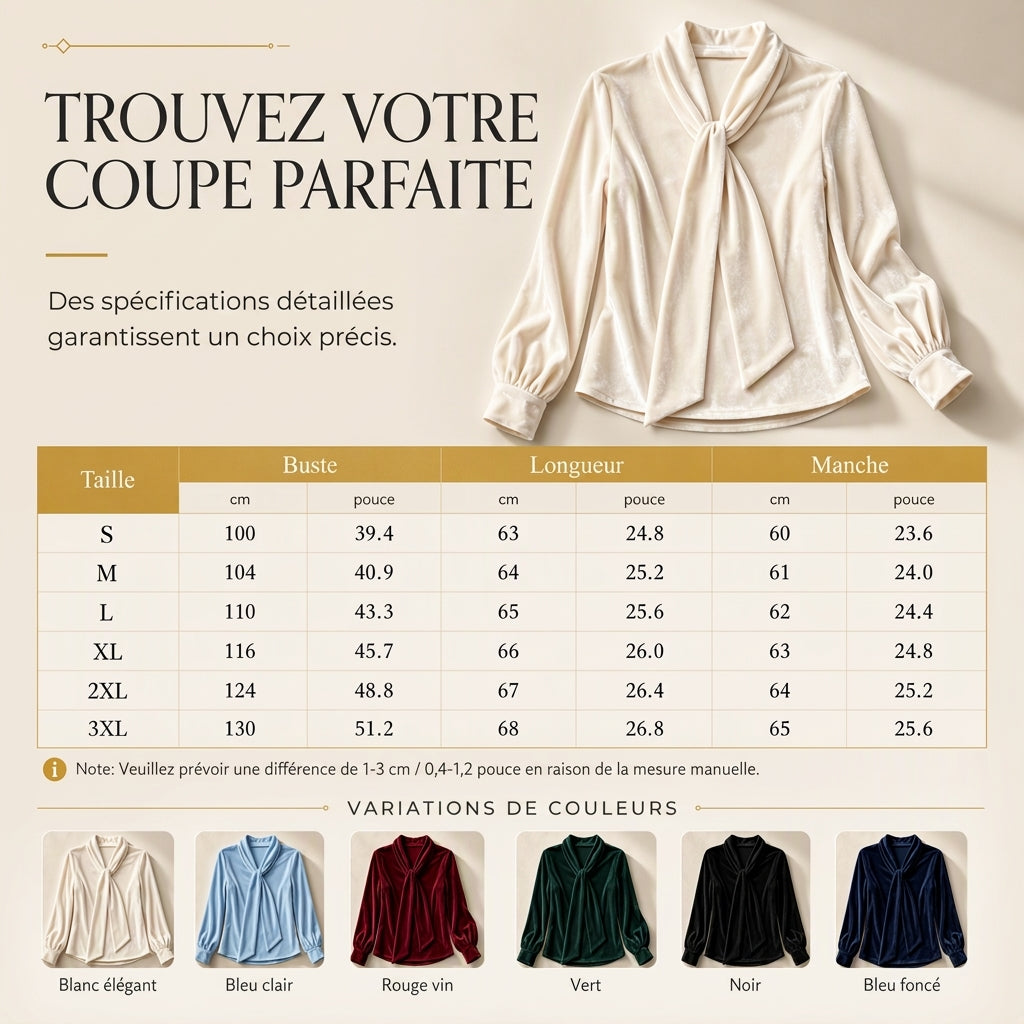 👜 -50 % sur toute la mode femme ! ✨T-shirt en velours à manches longues pour femme avec design à ruban