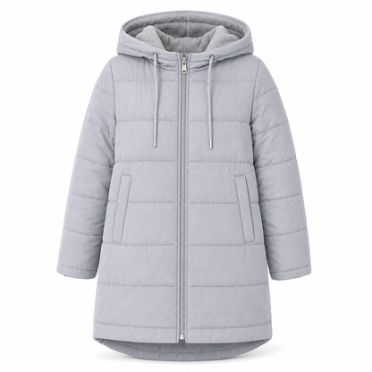 👜 -50 % sur toute la mode femme ! ✨Manteau matelé long à capuche et coupe slim, couleur unie, avec poches pour l'hiver