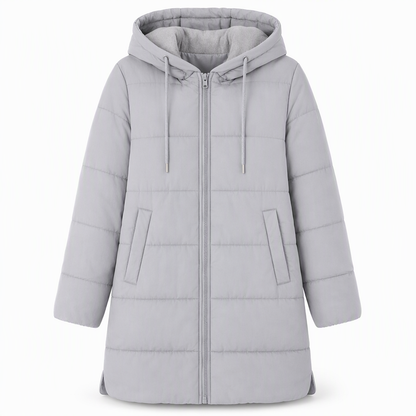 👜 -50 % sur toute la mode femme ! ✨Manteau matelé long à capuche et coupe slim, couleur unie, avec poches pour l'hiver
