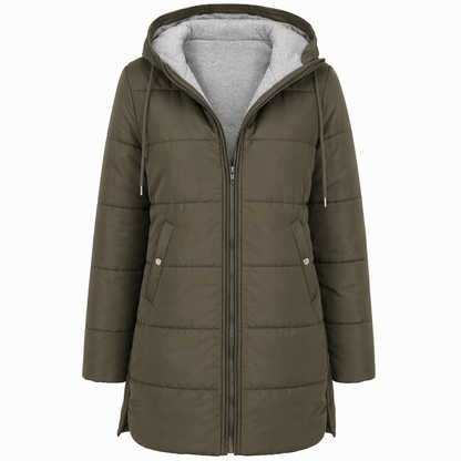 👜 -50 % sur toute la mode femme ! ✨Manteau matelé long à capuche et coupe slim, couleur unie, avec poches pour l'hiver