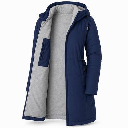 👜 -50 % sur toute la mode femme ! ✨Manteau matelé long à capuche et coupe slim, couleur unie, avec poches pour l'hiver