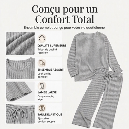 🔥DERNIER JOUR DE SOLDE : -70%👍✨Ensemble féminin 2026 style britannique : haut en maille côtelée et pantalon droit