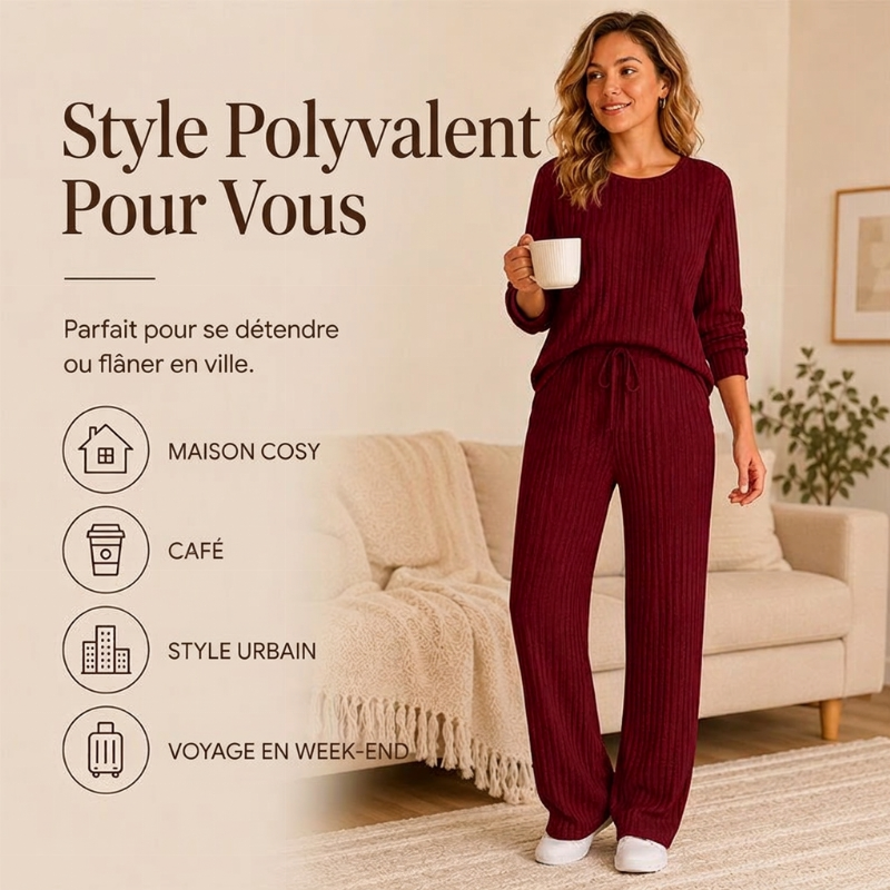 🔥DERNIER JOUR DE SOLDE : -70%👍✨Ensemble féminin 2026 style britannique : haut en maille côtelée et pantalon droit