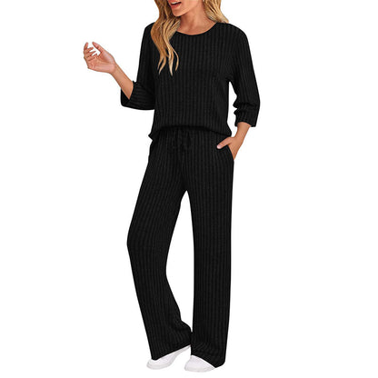 🔥DERNIER JOUR DE SOLDE : -70%👍✨Ensemble féminin 2026 style britannique : haut en maille côtelée et pantalon droit