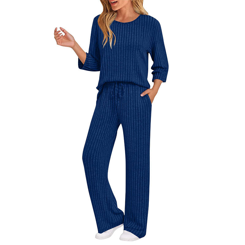 🔥DERNIER JOUR DE SOLDE : -70%👍✨Ensemble féminin 2026 style britannique : haut en maille côtelée et pantalon droit
