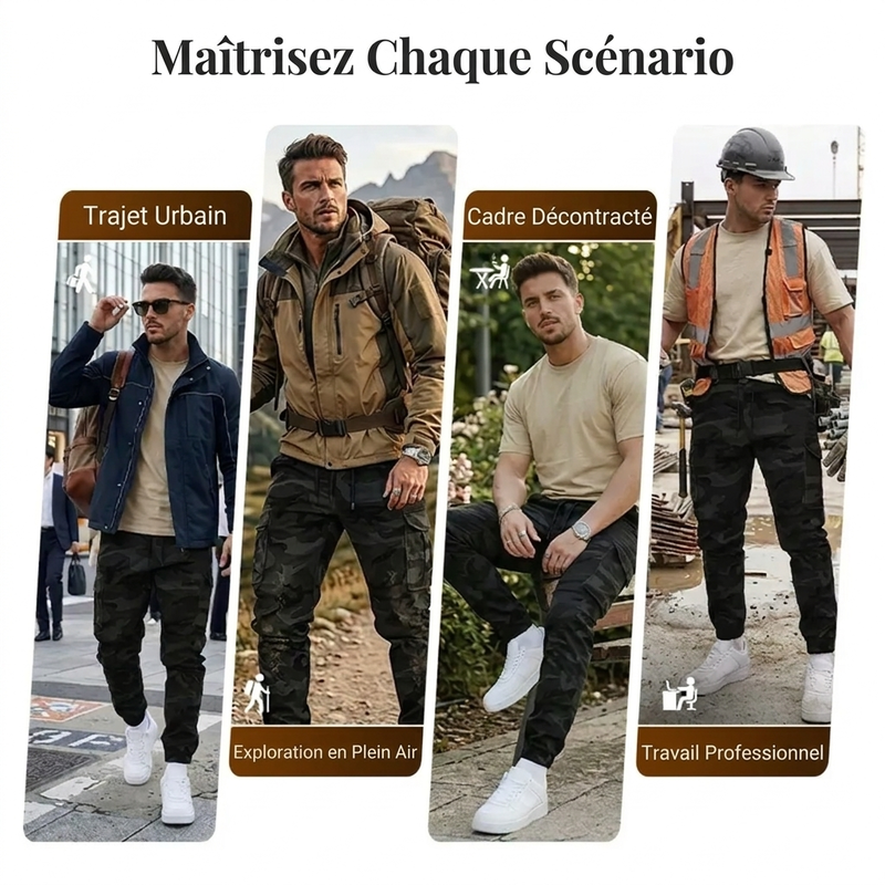 Pantalon de travail décontracté à motif camouflage