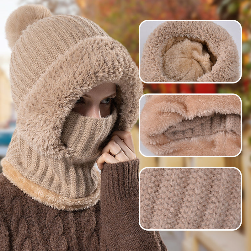 ⏳Liquidation totale⏳Bonnet Écharpe et Masque 3-en-1 Tricoté d'Hiver pour Femmes