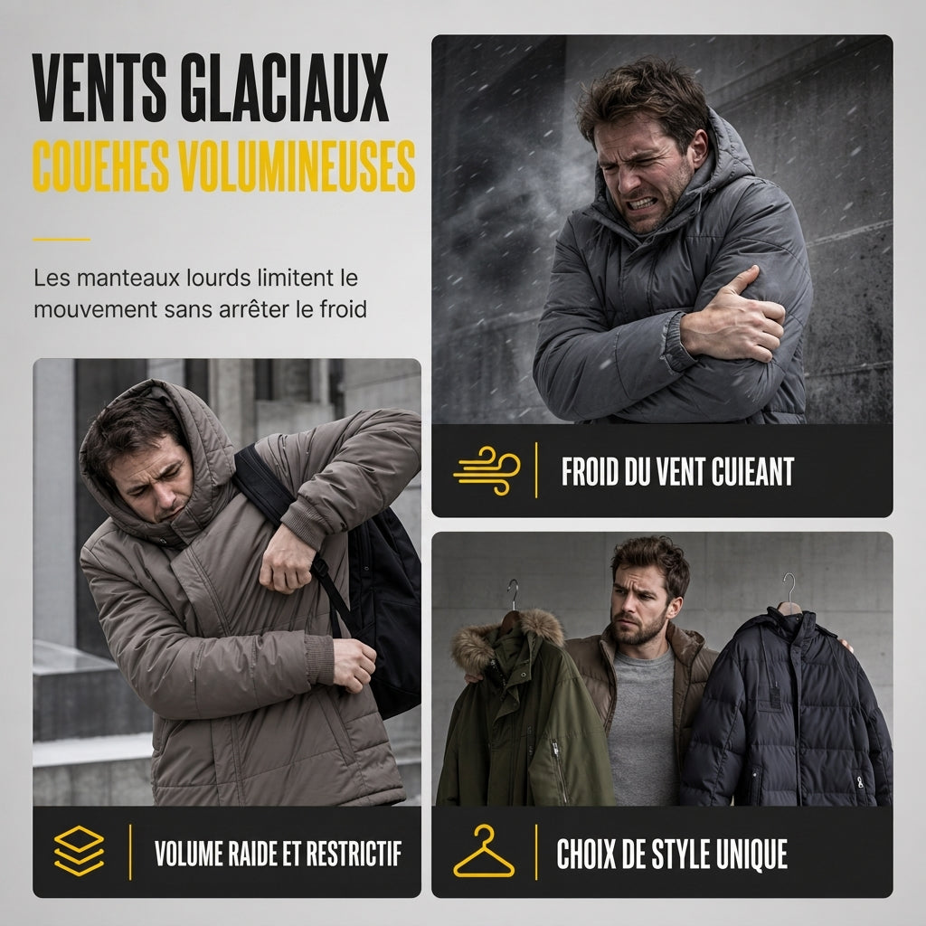 Manteau chaud réversible à capuche pour homme