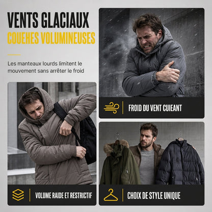 Manteau chaud réversible à capuche pour homme