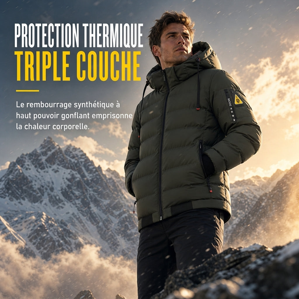 Manteau chaud réversible à capuche pour homme