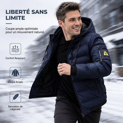 Manteau chaud réversible à capuche pour homme