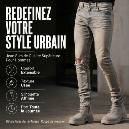 Jean slim déchiré tendance pour homme