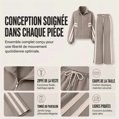 Ensemble sportif 2 pièces à rayures pour femmes