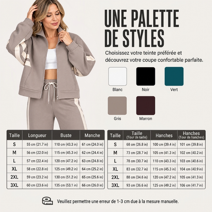 Ensemble sportif 2 pièces à rayures pour femmes