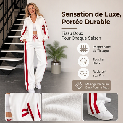 Ensemble sportif 2 pièces à rayures pour femmes