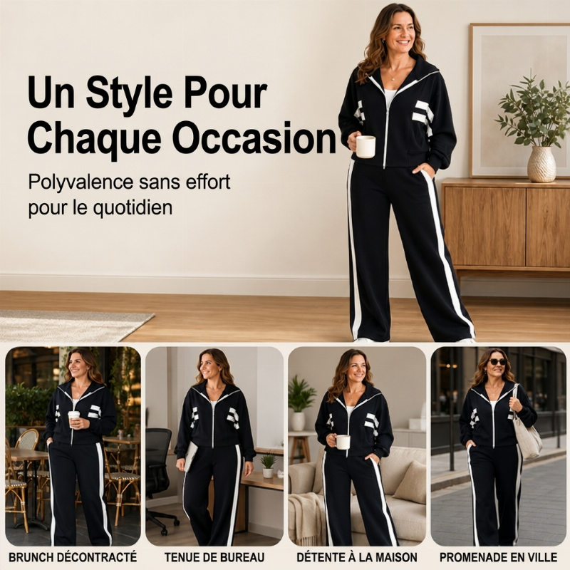 Ensemble sportif 2 pièces à rayures pour femmes