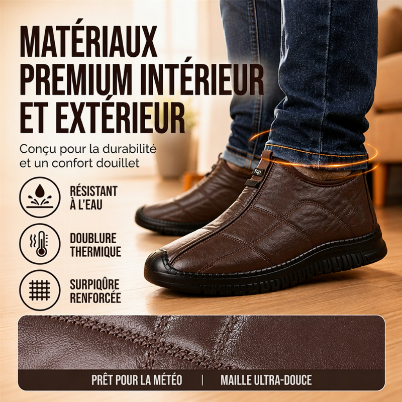 Chaussures de marche pour homme, à semelle antidérapante et doublure pelucheuse